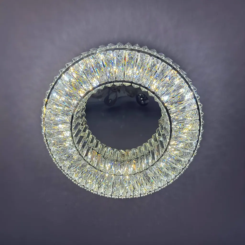 Елегантна стельова LED люстра кришталева для вітальні Linisoln 9597-600 срібляста 60 см 160W - фото 3