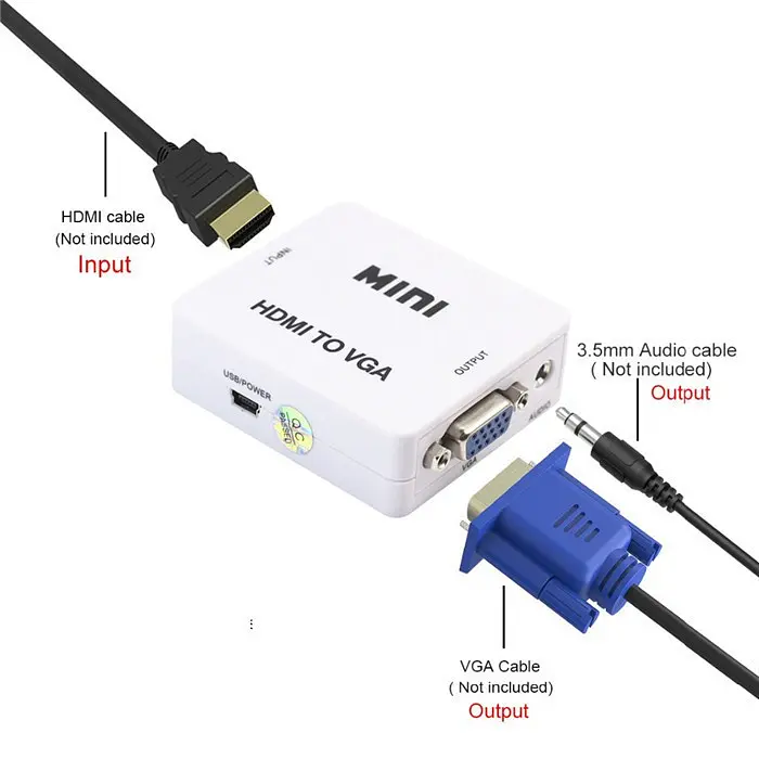 Адаптер HDMI to VGA (перехідник, конвертер, 720p/1080p) перехідник, конвертер - фото 8