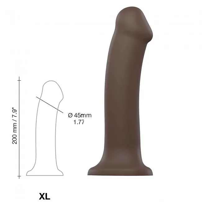 Фалоімітатор Strap-On-Me Dual Density Bendable XL 20 см коричневий - фото 3