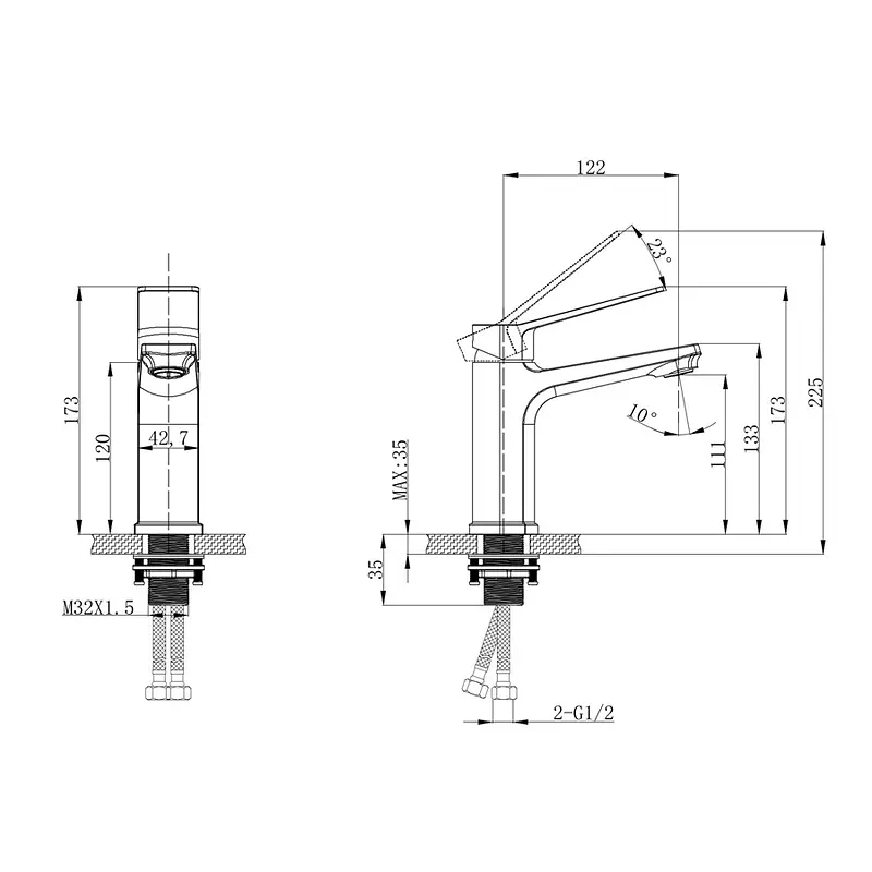 Смеситель для умывальника Mixxus Wilson 001 graphite MI7126, Графит - фото 2