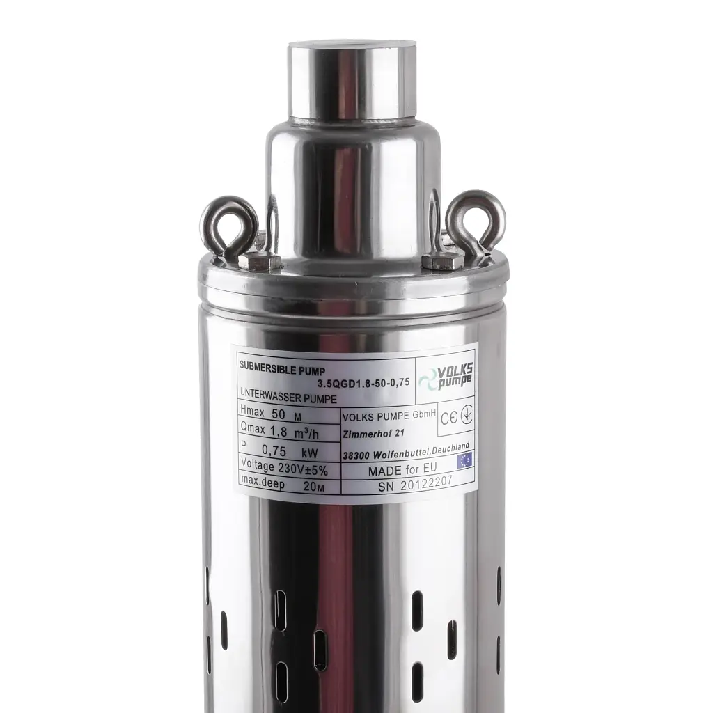 Насос свердловинний шнековий Volks pumpe 3.5 QGD 1.8-50-0.75 кВт 3.5 дюйми кабель 15 м - фото 2