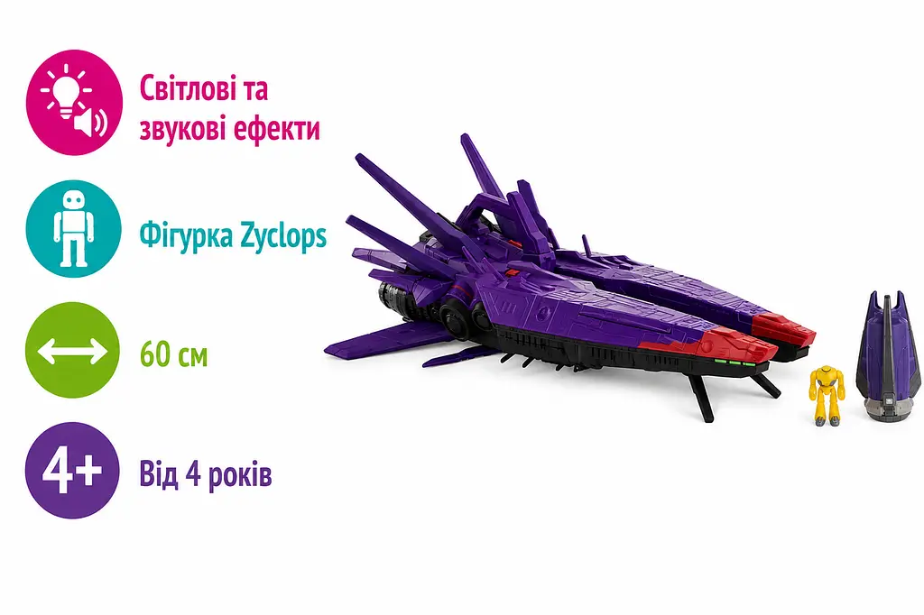 Космічний корабель Зурга Mattel Disney Pixar Lightyear Zurg's Mothership Hyperspeed HJW47 зі світлом і звуком 60 см та фігурка Zyclops (SKU-186) - фото 2