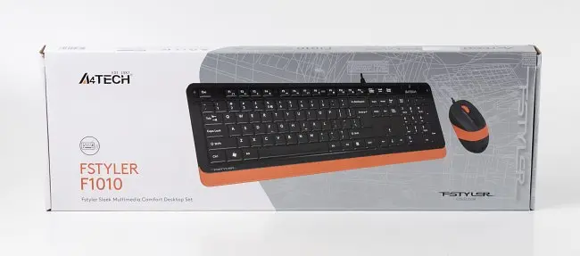 Комплект A4Tech Fstyler Sleek Multimedia Comfort F1010, Black/Orange, клавіатура+миша, USB (F1010-BO) - фото 5