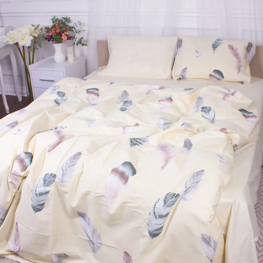 Наволочка MirSon Feathers 22-1351, сатин, 40х60 см, бежева - фото 3