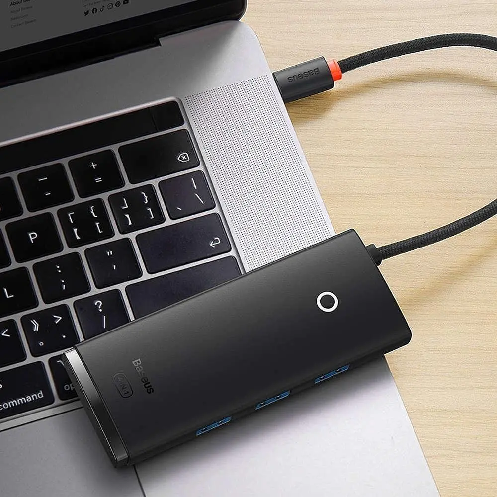USB-хаб Baseus Lite Series 4-Port USB-A HUB Adapter USB-A to USB 3.0*4 25cm WKQX030001 Black - фото 6