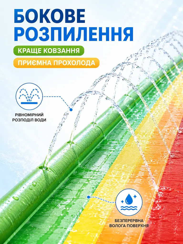 Дитяча водна гірка доріжка 480×76 см з розпиленням води та надувним бортиком (49676149) - фото 6