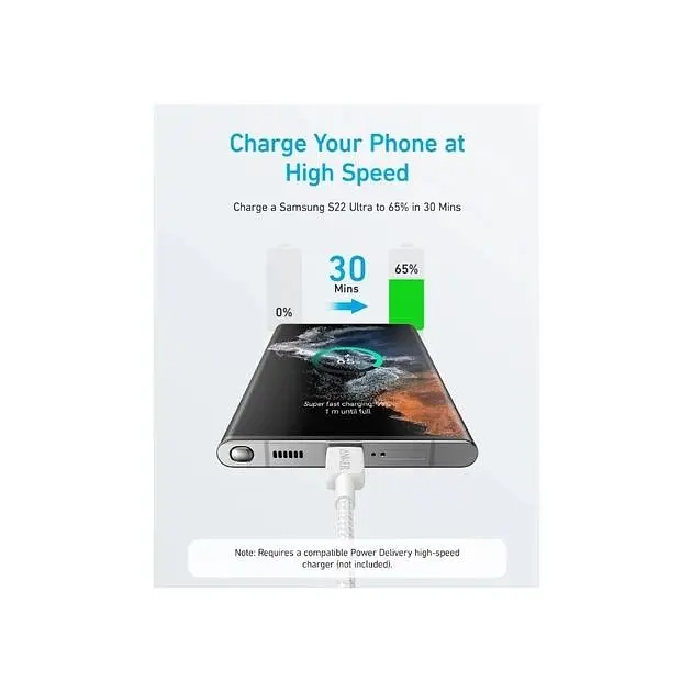 Кабель Anker 322 USB-C - USB-C, 1.8 м, White (A81F6H21) - фото 4