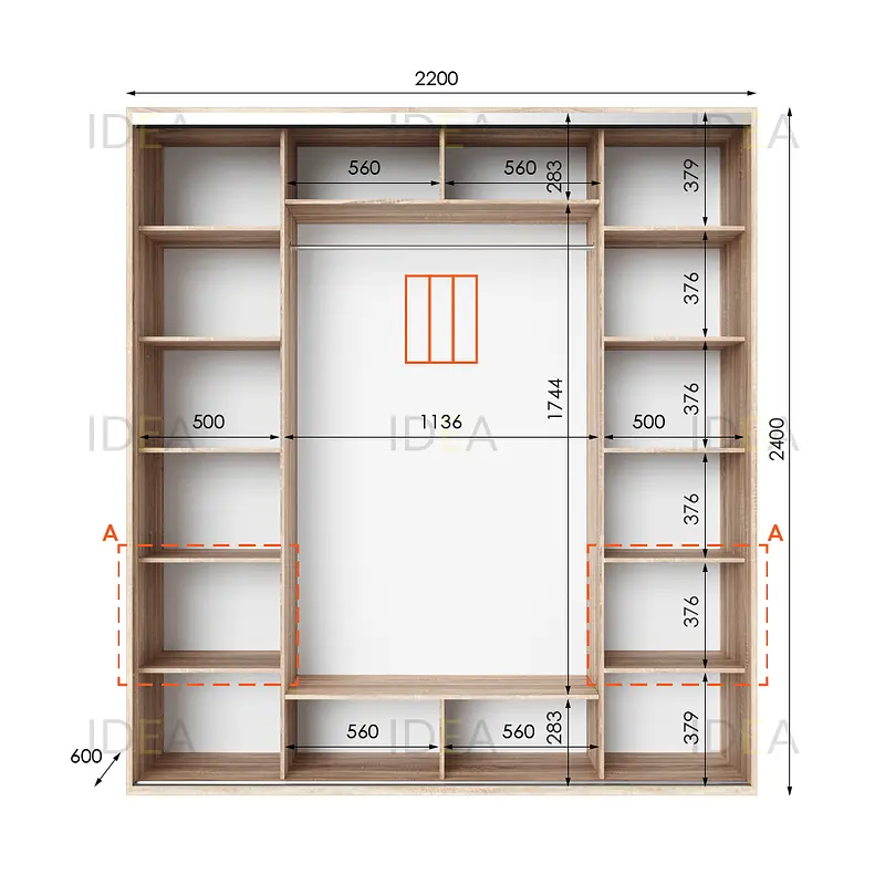 Шафа-купе Idea серія 4 220 x 60 x 240 см Дуб сонома Дзеркало - фото 2