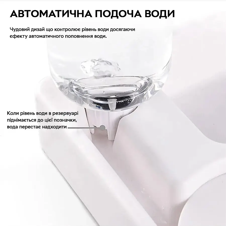 Миска для тварин Semi Animal Bowl 21см*22см*26см 500 мл кутова, White з автоматичною поїлкою - фото 4