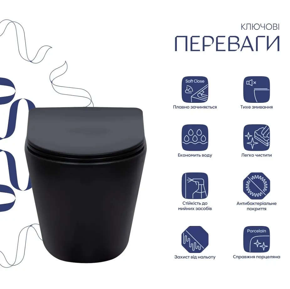 Унітаз підвісний Qtap Scorpio Ultra Quiet, з сидінням Slim Duroplast/ Soft-close/ Quick Release QT14332380AMB - фото 2