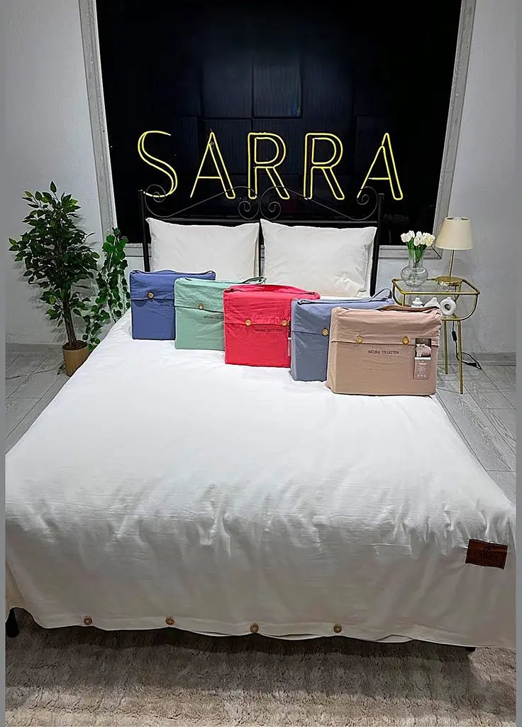 Комплект постільної білизни SARRA Двоспальний з простирадлом на резинці 160х200+30 см Kiremit ранфорс TC303375979 - фото 3