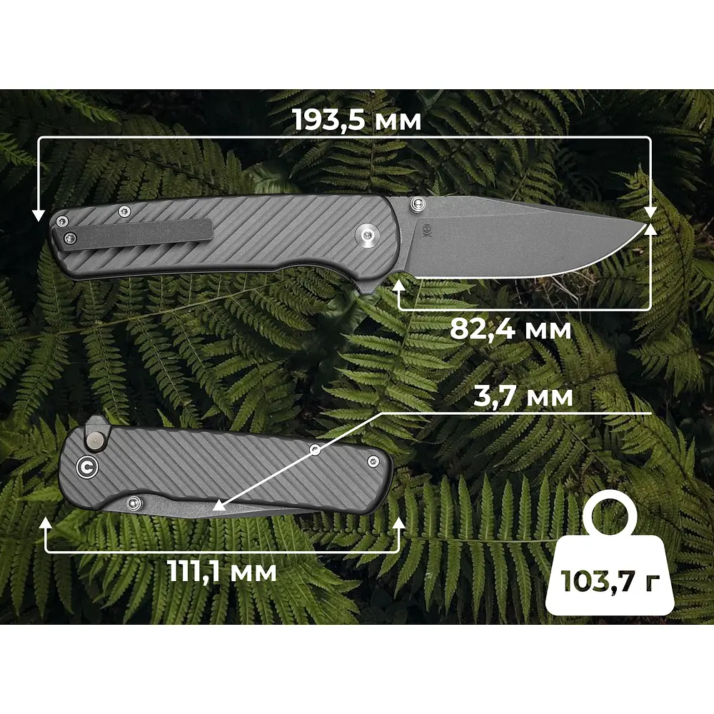 Ніж складаний туристичний Civivi Iron Tide (8.2 см) 14C28N / Aluminum сірий - фото 15