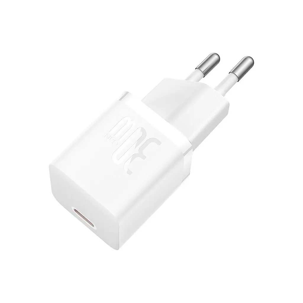 Зарядний пристрій Baseus GaN5 швидке заряджання USB-C 30 Вт + кабель 1.0 м USB-C 100 Вт білий (P10110902213-00) - фото 6
