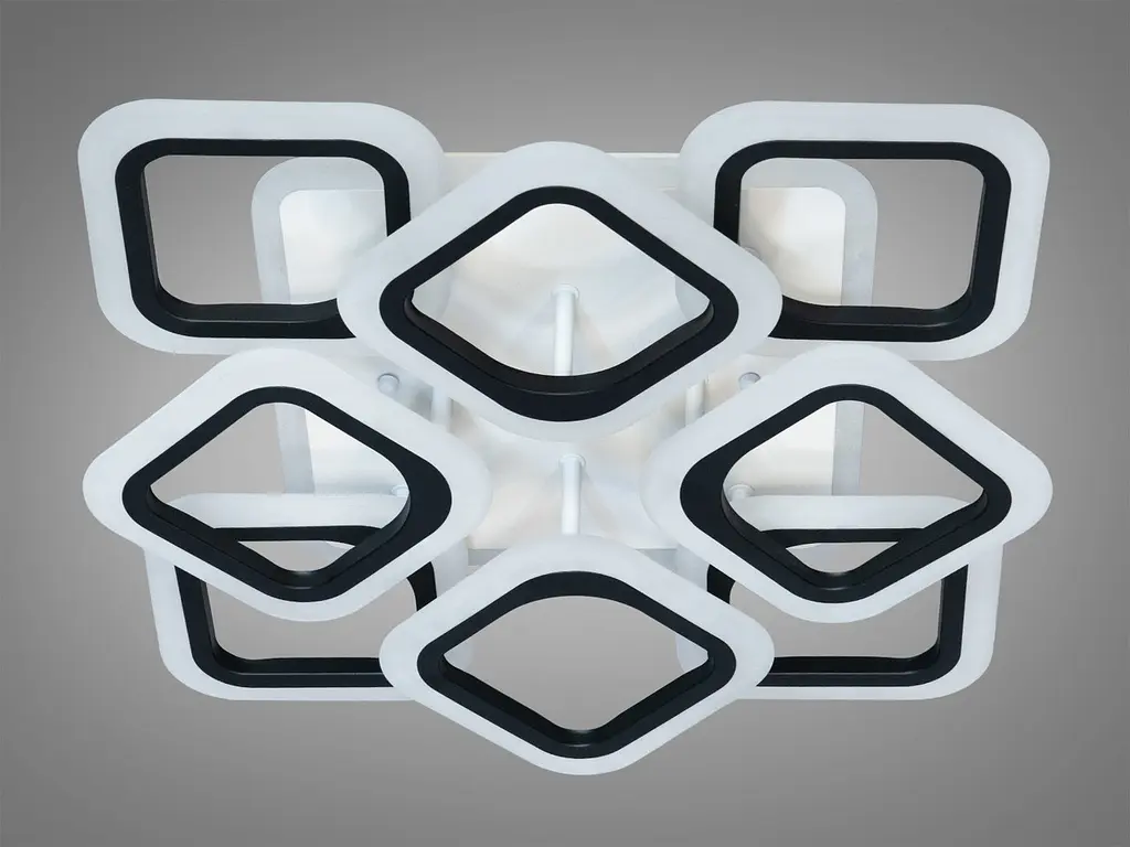 Люстра стельова LED Diasha AS8060/4+4BK, 110W, 3200K-6500K, чорний метал, акрил, сучасний стиль з пультом - фото 4