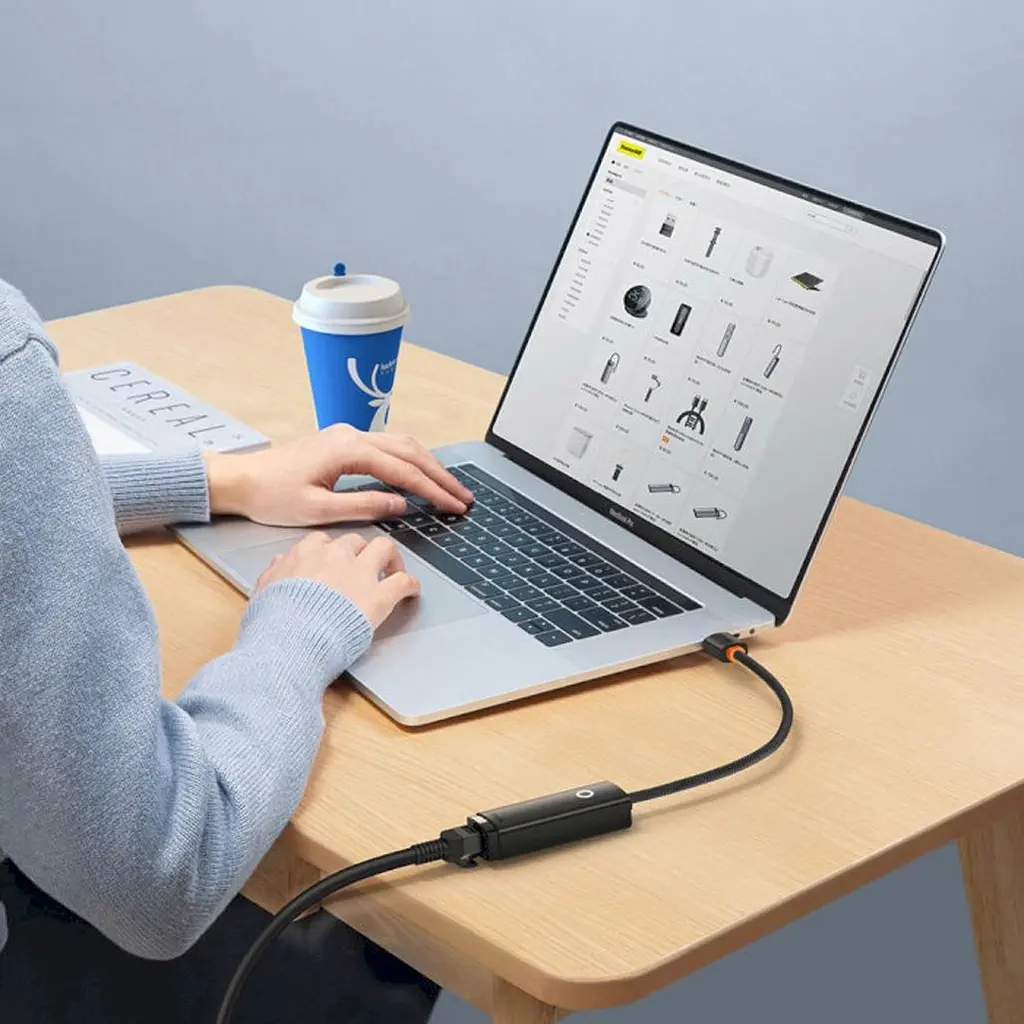 USB-хаб Baseus Lite Series USB-C - RJ45 LAN Adapter 0.22 м Black [WKQX000301] [111356] - фото 9