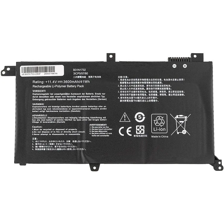 Батарея для ноутбука Asus B31N1732 (S430UN S430UA S430UF S430FN S430FA) 11.4V 3600mAh 41Wh Чорний - фото 2