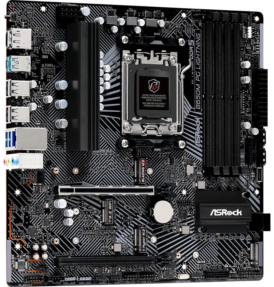 Материнская плата AsRock B650M PG LIGHTNING (B650M PG LIGHTNING) (Socket AM5, AMD B650, Micro-ATX) - фото 3