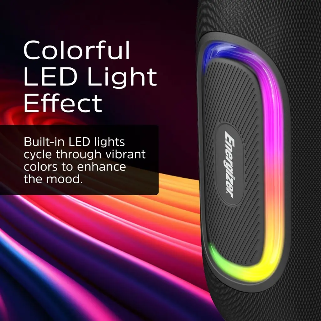 Акустична система 1.0 Energizer 16Вт Bluetooth 5.2/MicroSD/USB/AUX/FM,IPX65, чорна (BTS163) - фото 4