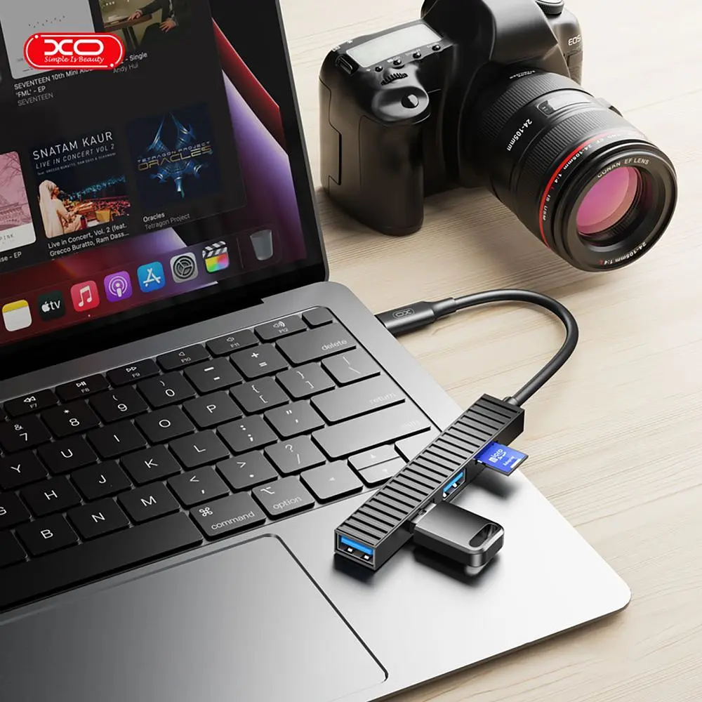 USB-хаб XO USB Type-C 3-в-1 (HUB014B.black) - фото 2