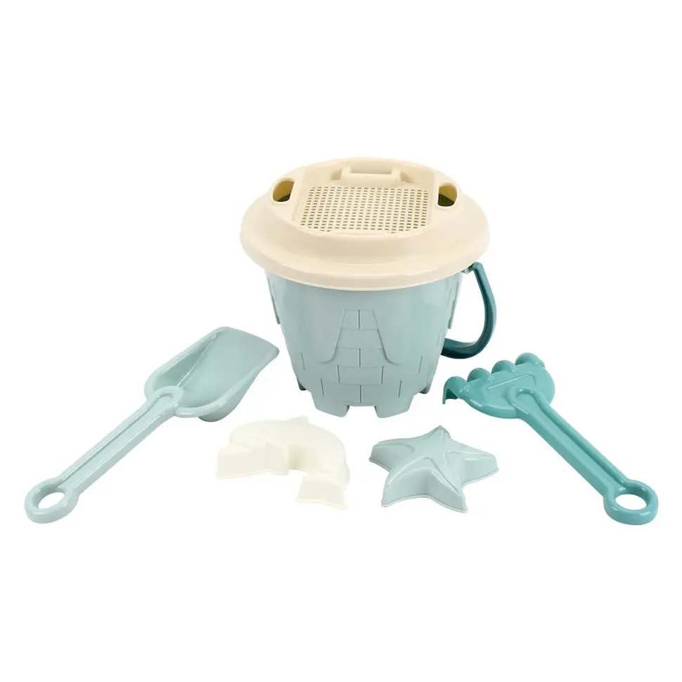 Детская игрушка ТехноК «Набор для игры с песком» 1560TXK: формочки, лопатка, грабли - фото 4