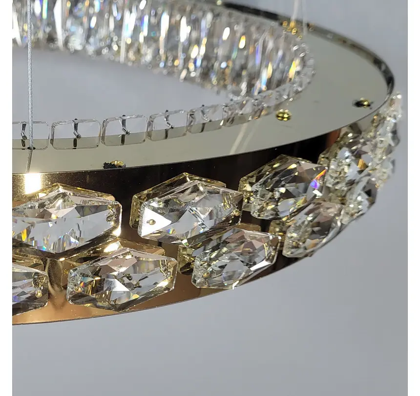 Світлодіодна люстра підвісна Artlight 8220-600GD з круглим кришталевим корпусом в золотому кольорі, 89W - фото 6