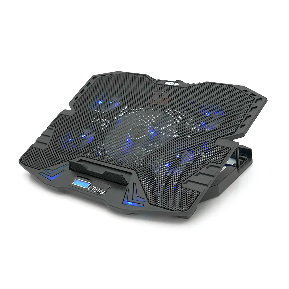 Підставка під ноутбук IceCoorel K5, 10-15", 1*125mm 1400±10% RPM + 4*70mm 2500±10%RPM, корпус пластик+алюміній, 2xUSB2.0, 365x297x30mm, Blue,Box, Q18 - фото 4