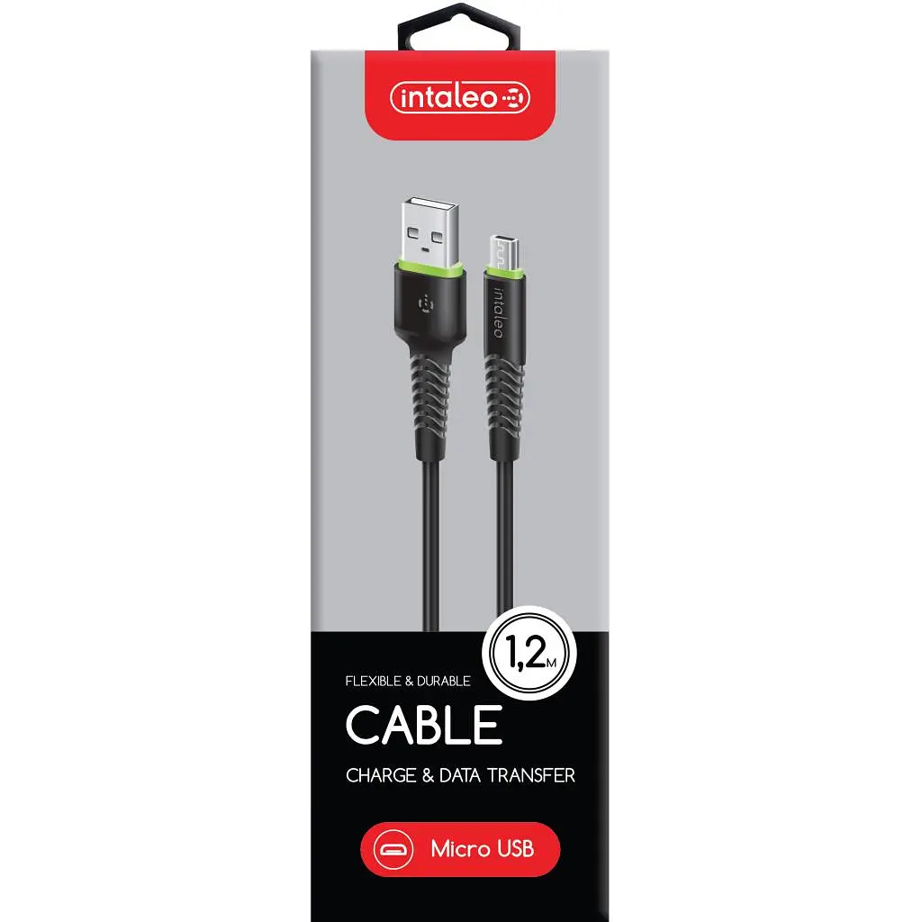 Дата кабель USB 2.0 AM to Micro 5P 1.2m CBFLEXM1 black Intaleo (1283126487453) - фото 2