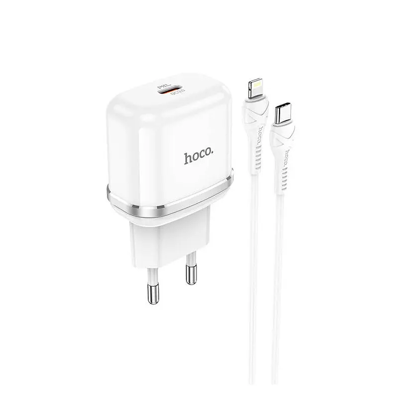 Адаптер HOCO Type-C to Lightning Cable Victorious single port charger set N24 |1Type-C, 20W/3A, PD/QC| - фото 3