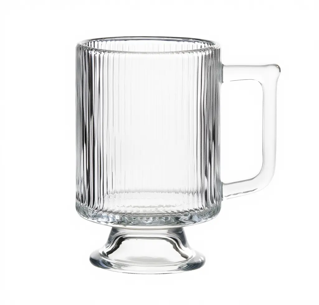 Набор стеклянных чашек 300 мл 6 штук из рифленого стекла Прозрачный Yiwu HP-19-L7 - фото 3