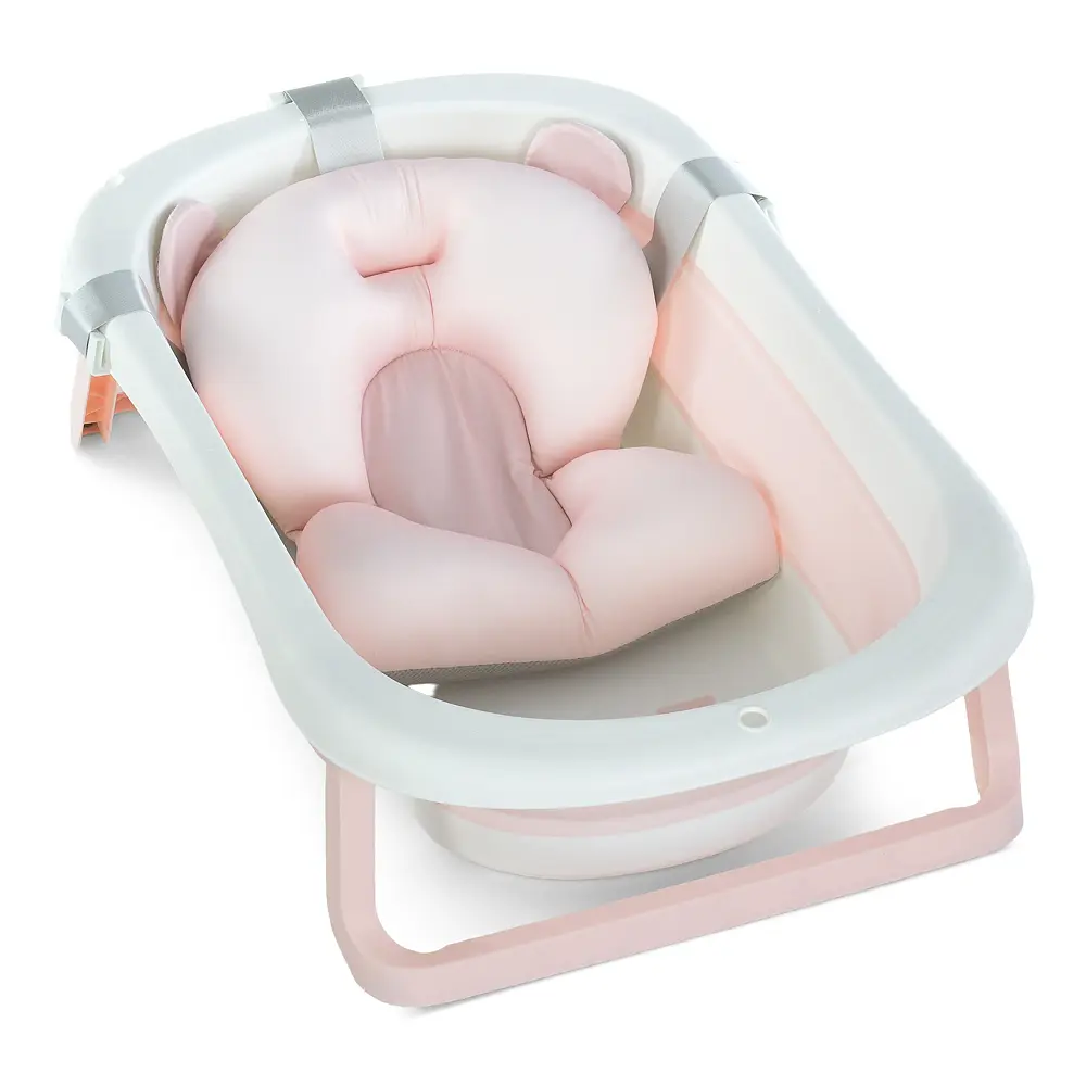 Детская ванночка ME 1151 PLUS Peony Pink складная, с термометром и силиконовым вкладышем, 78,3×49,3×20,5 см, розовый