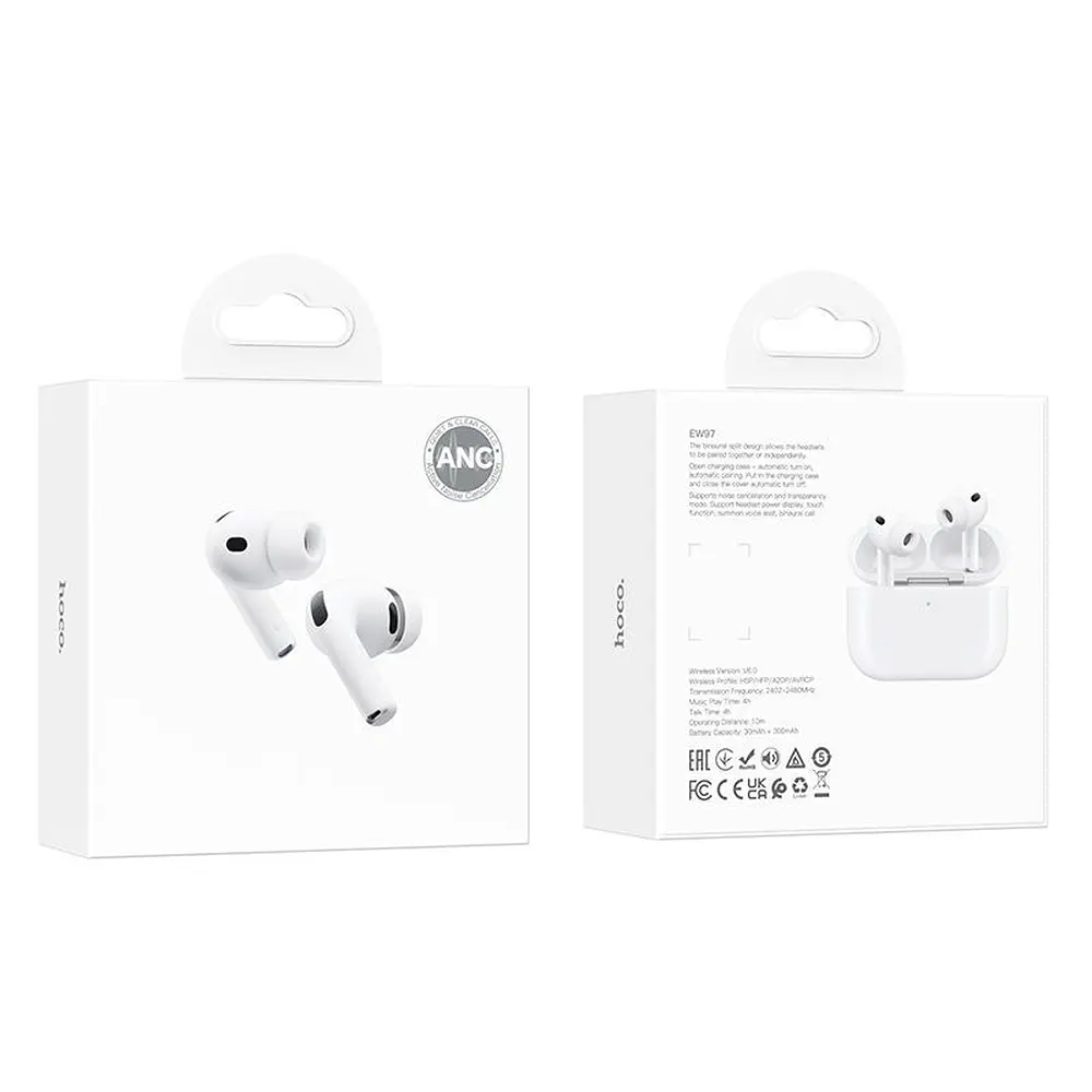 Навушники Bluetooth Hoco EW97 True wireless ANC noise reduction BT headset White - фото 2