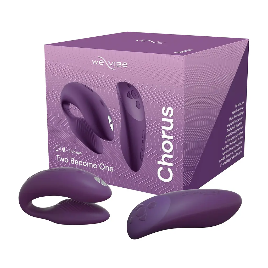 Смарт-вібратор для пар We-Vibe Chorus Purple, сенсорне керування вібраціями стисненням пульта - фото 10