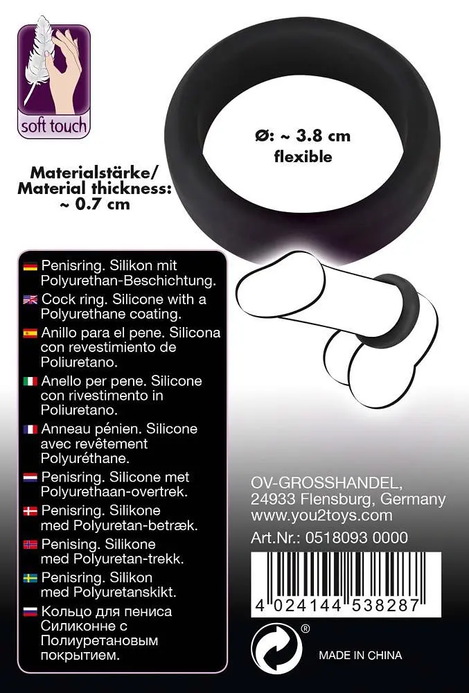 Ерекційне кільце Black Velvets Cock Ring 3.8 см чорний - фото 14