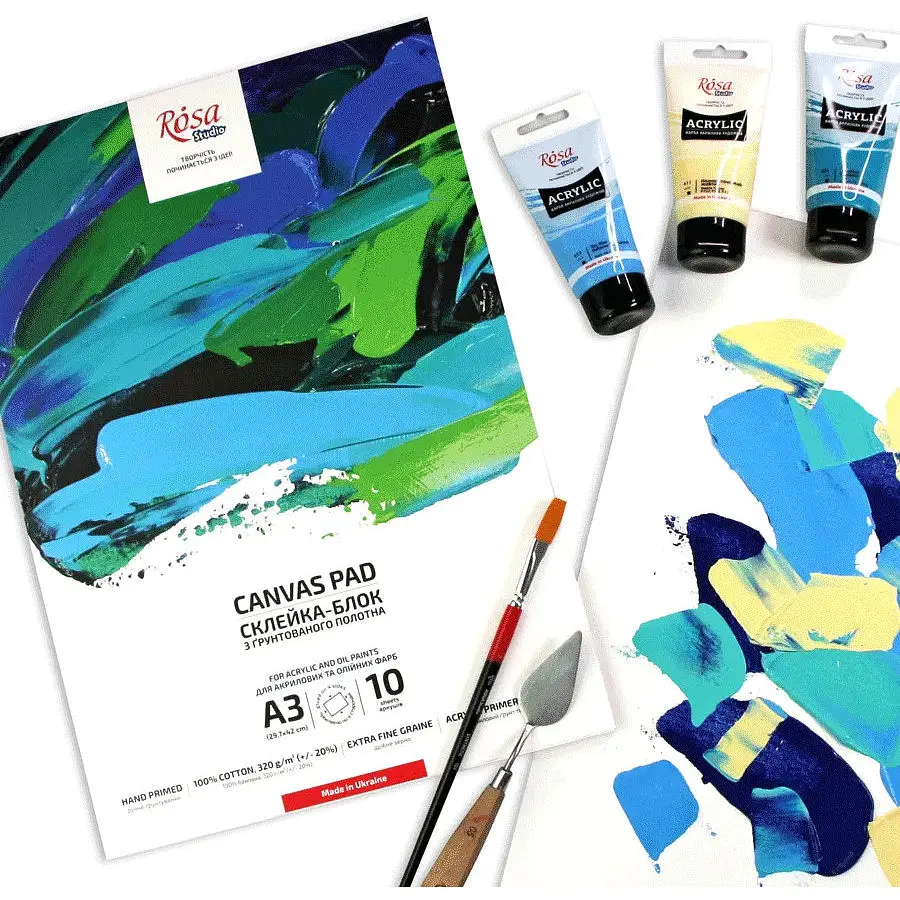 Склейка-блок из грунтованного полотна Rosa Studio А3 320 г/м² др. зерно 10 листов  - фото 2