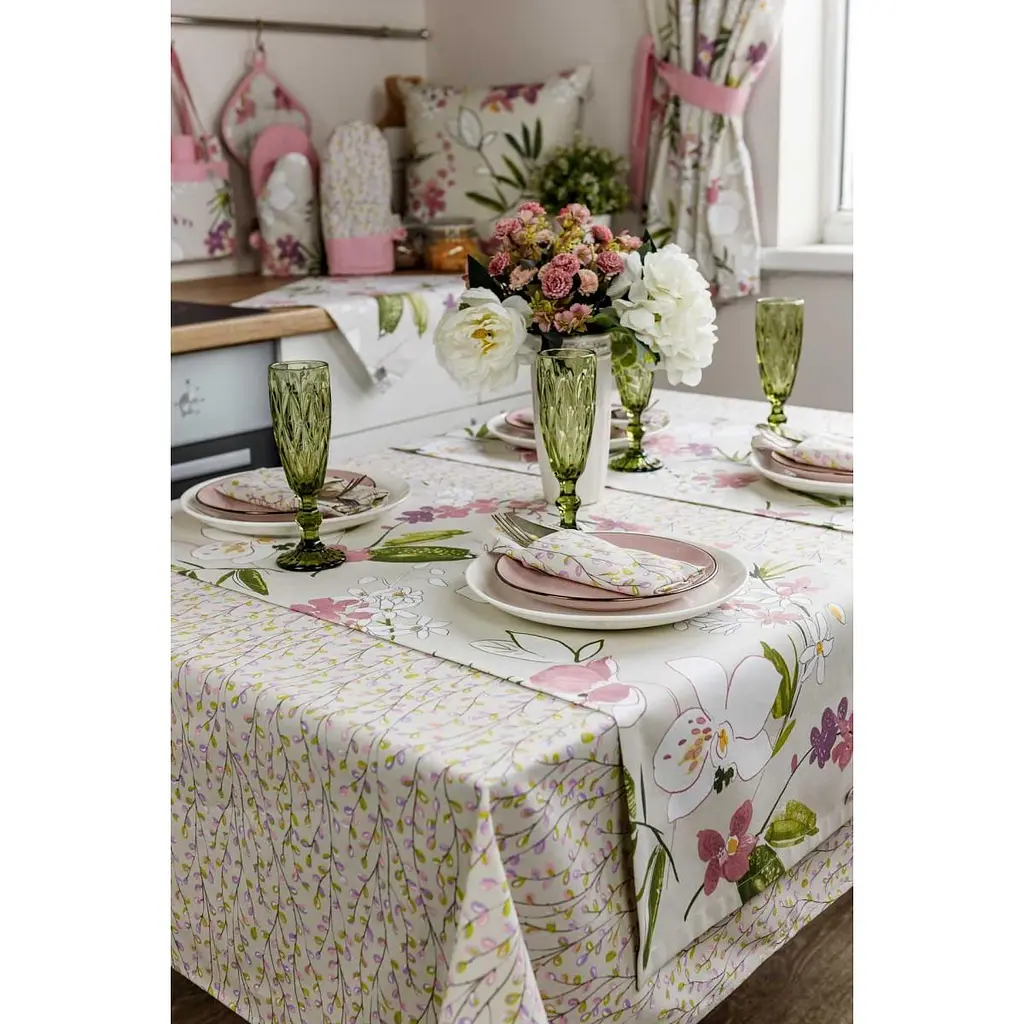 Скатерть Прованс Веточки 136х120 см бежевая (30892) - фото 4