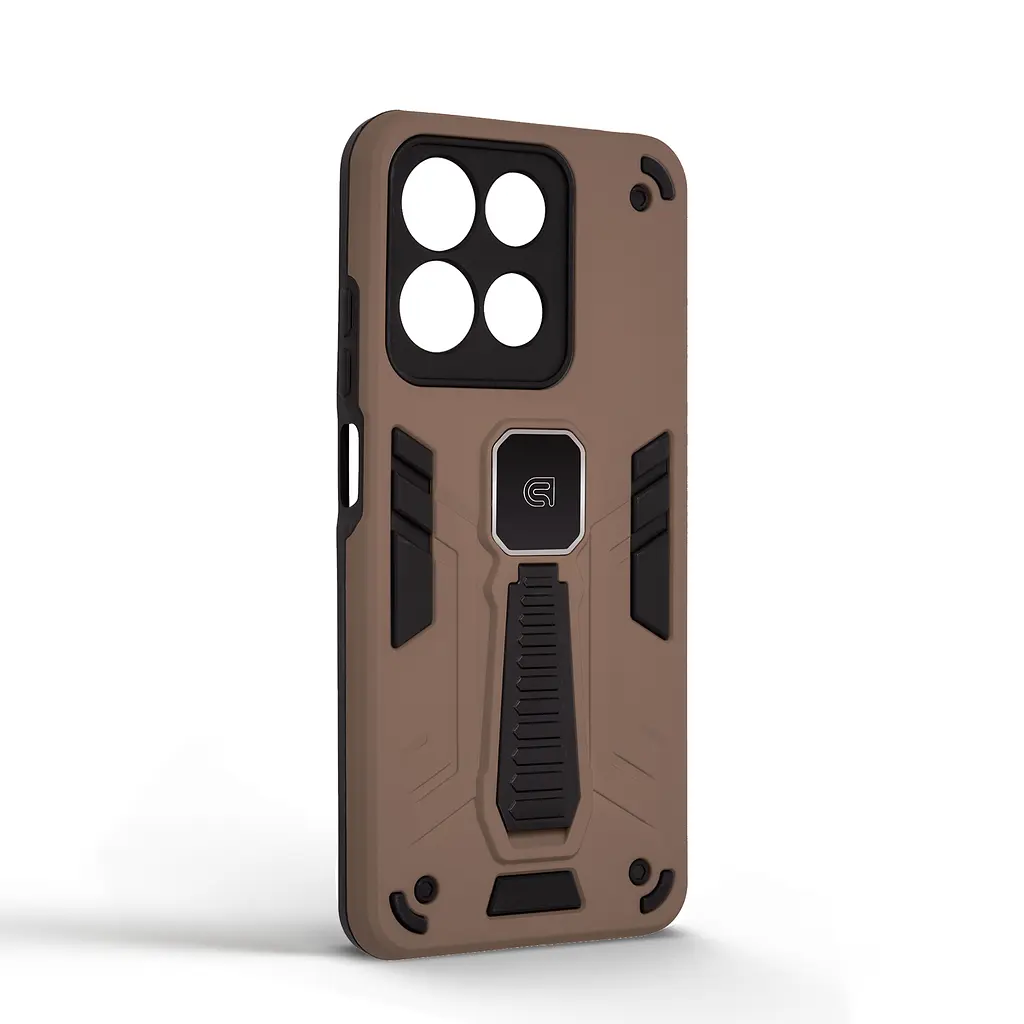 Чехол для Motorola G15/G15 Power/G17 Power 4G/G17 4G, Proover, коричневый, с подставкой и магнитом, противоударный, ударопрочный, бронированный, панель-накладка, защита всего корпуса, термополиуретан (TPU) + поликарбонат (PC) - фото 2