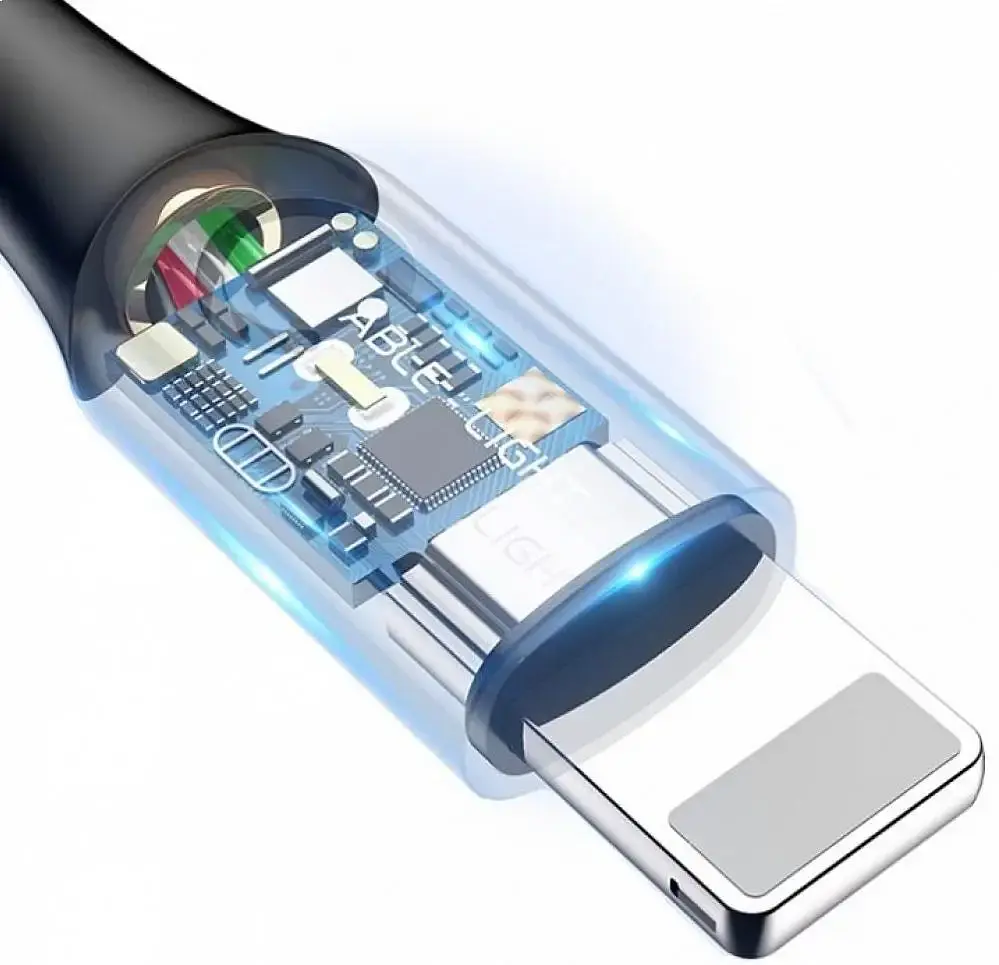 Кабель Baseus C-shaped Light Intelligent power-off Cable Lightning – USB 2.4A 1m CALCD-03 Blue - фото 4