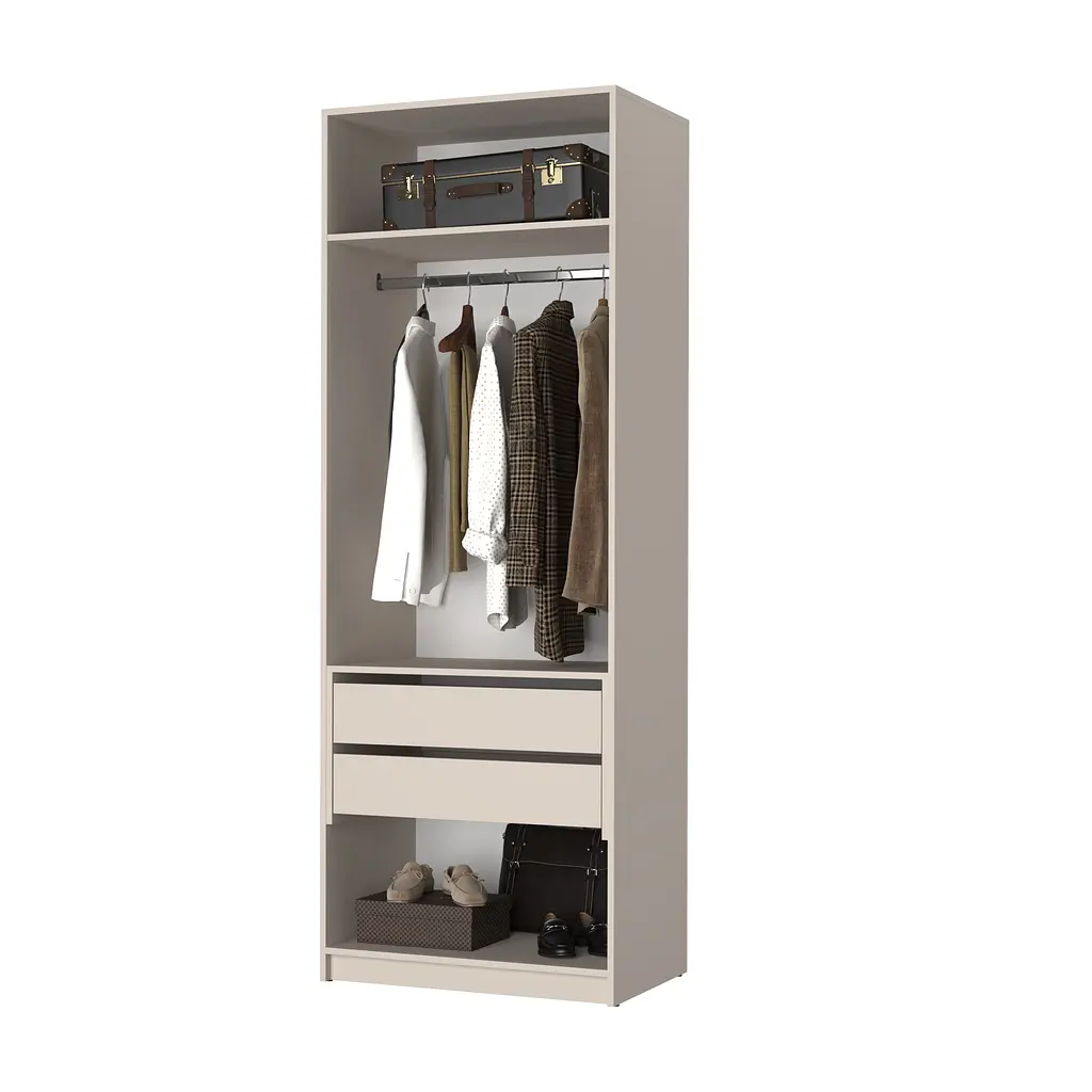 Шафа 2-дверна з антресоллю MebelStar Оскар Gloss BL-B, блок шухляд 80x52x260 см Кашемір/Кашемір (MBS-5371) - фото 2