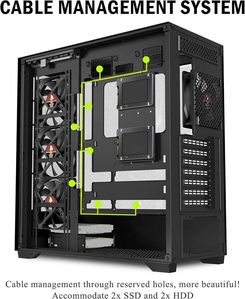 Комп'ютерний корпус KEDIERS P4 ATX Mid Tower з 4 вентиляторами - фото 6