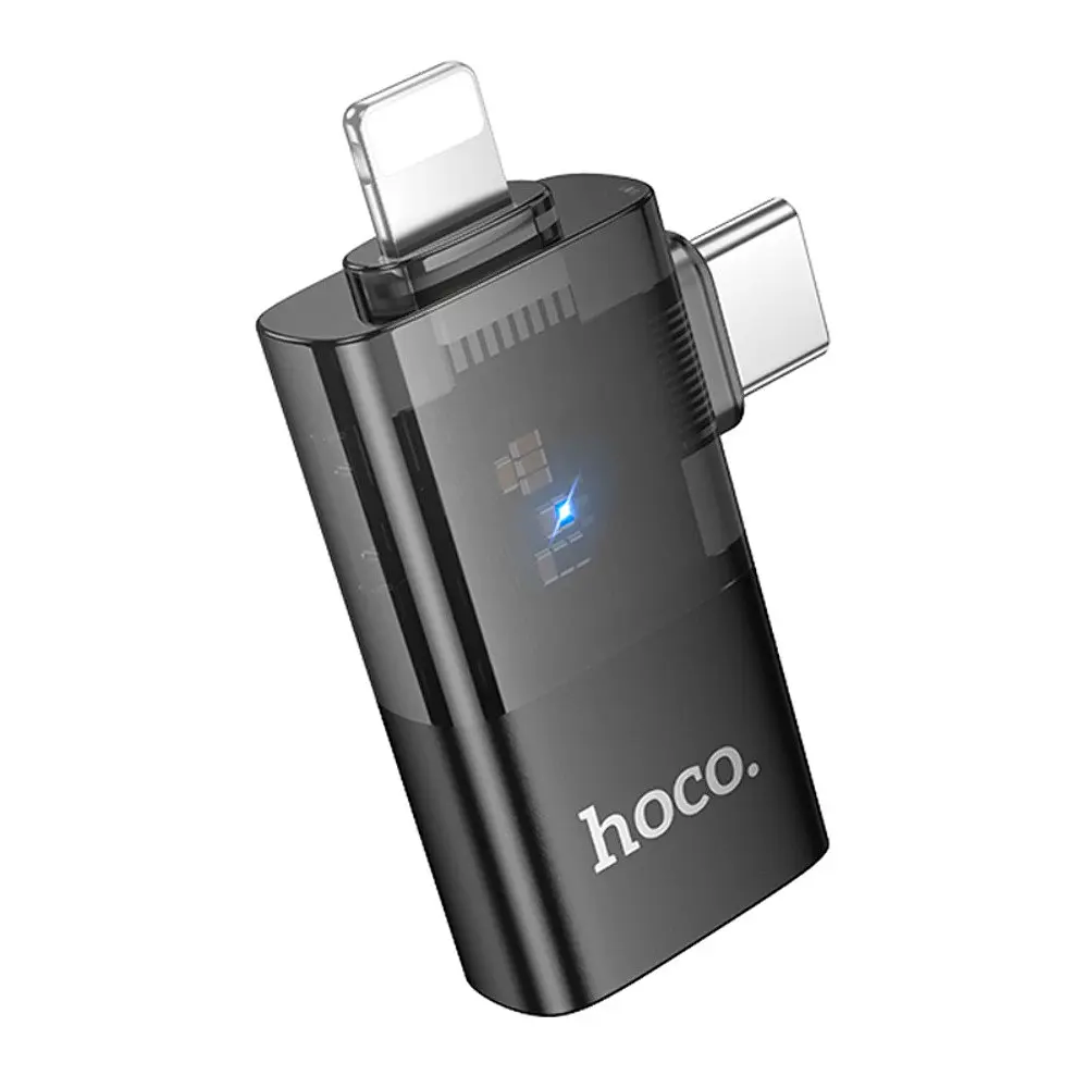 Адаптер переходник Hoco UA36E 2в1 Lightning/ Type-C to USB черный - фото 3