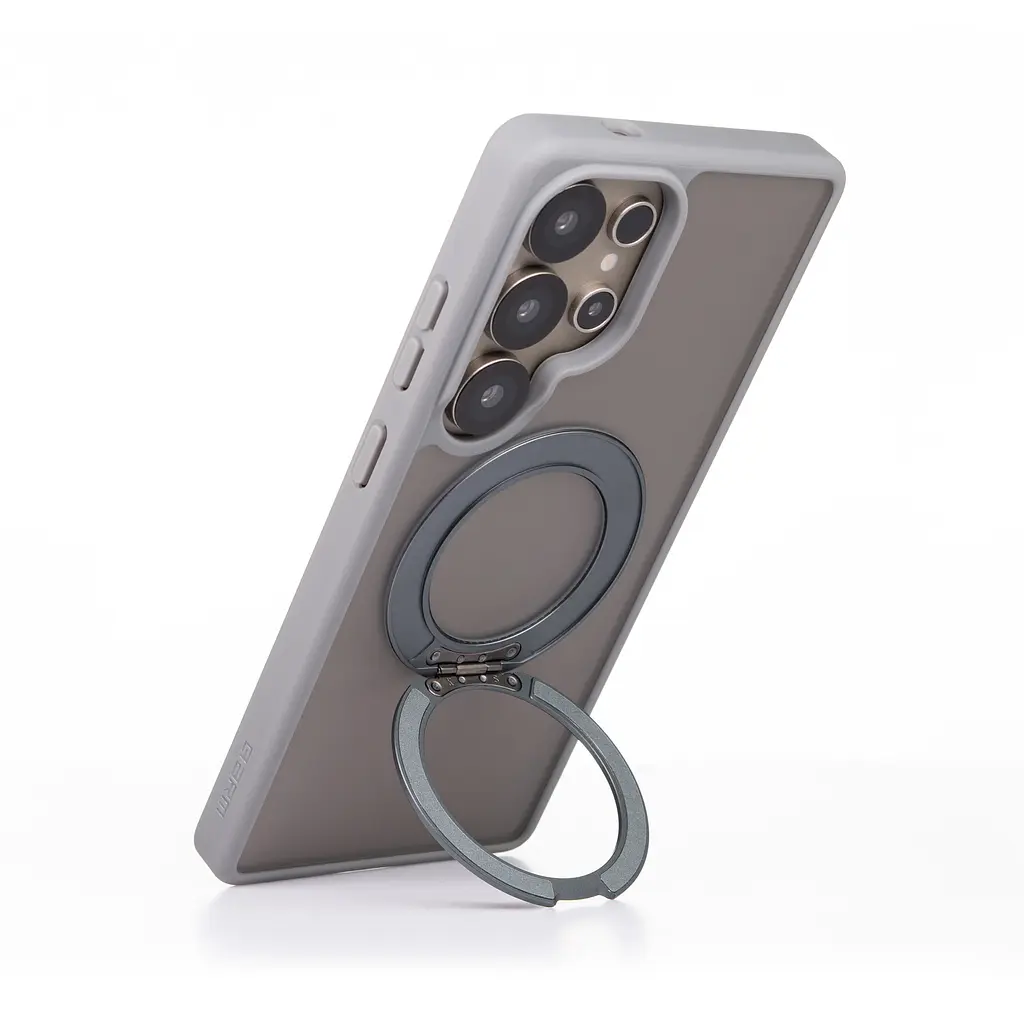 Противоударный чехол-панель для Samsung Galaxy S25 Ultra 5G, Unit Stand2, серый, силикон + поликарбонат, защита всего корпуса, с подставкой, поддержка магнитных держателей и беспроводной зарядки (MagSafe), ArmorStandart (ARM89563) - фото 5