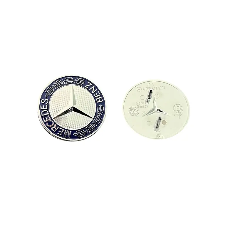 Емблема капота Mercedes-Benz хром + синій (на 2 направляючих) OEM A0008171701 - фото 2