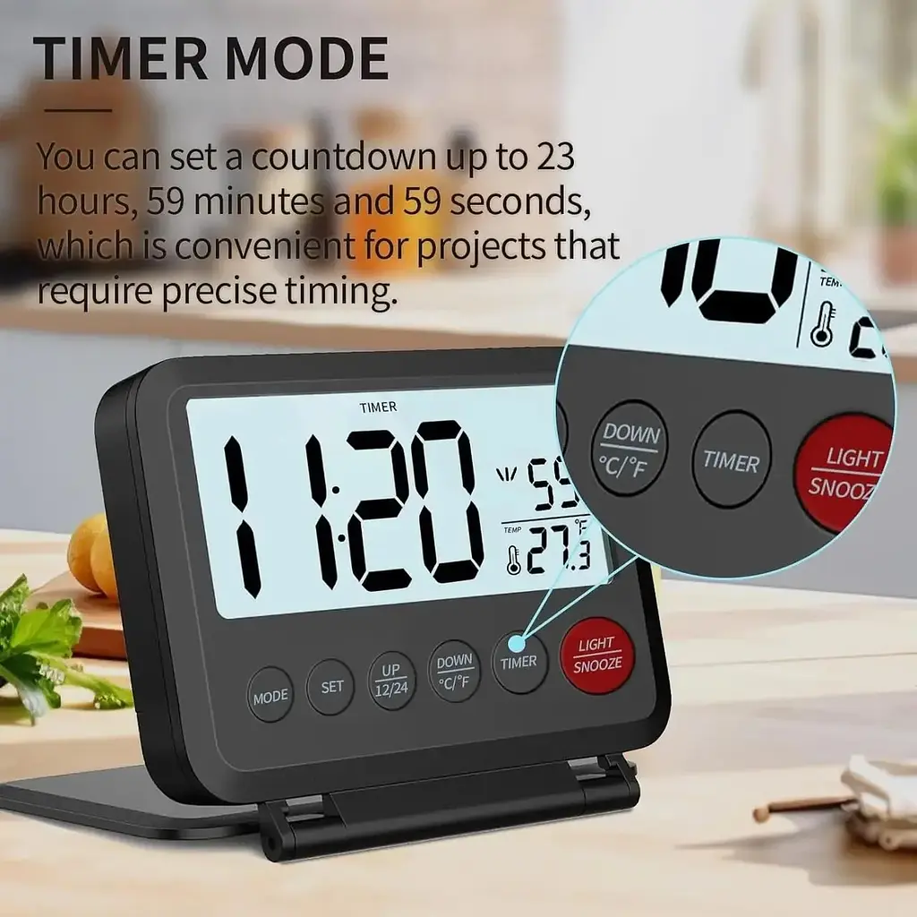 Годинник Xerteam Flip Clock портативний цифровий з РК-дисплеєм календарний таймер температури підсвічування 12/24H - фото 3