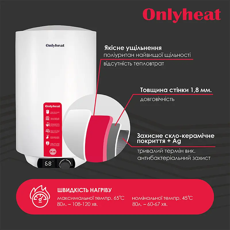 Бойлер OnlyHeat REP80L(wet) 80 л Білий - фото 4
