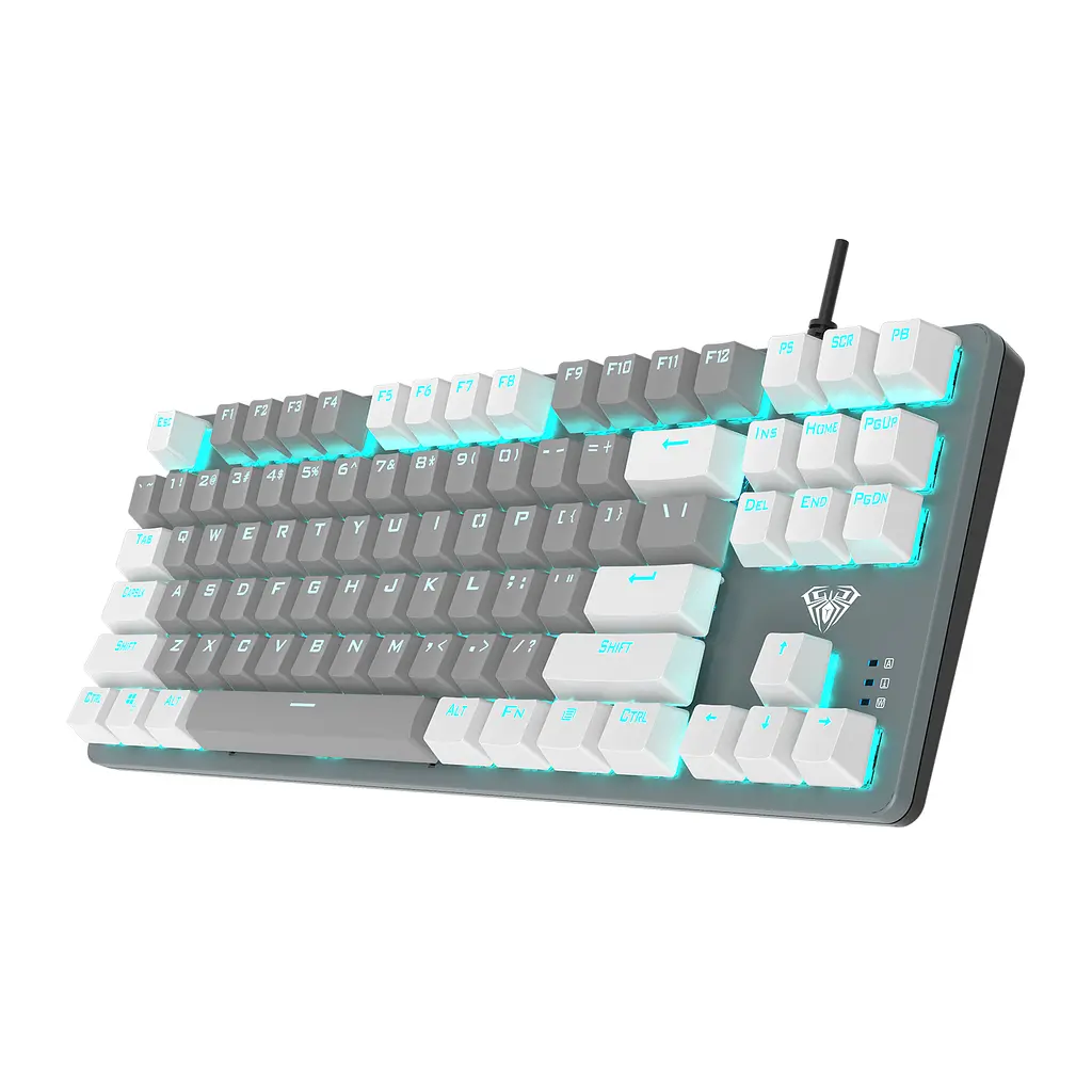 Клавіатура Aula F3287 KRGD Blue EN/UA White/Grey, USB, кабель 1.6 м, 359 х 128.6 х 37.1 мм, RGB підсвічування, кількість клавіш 87 (6948391240688) - фото 2