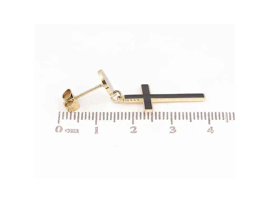 Сережки Xuping пусети TTM Stainless Steel 14K "Чорні хрестики" (335900) 3,8см - фото 2