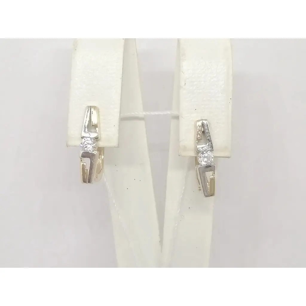 Золотые серьги Столичная Ювелирная Фабрика с фианитами. 111055 - фото 3