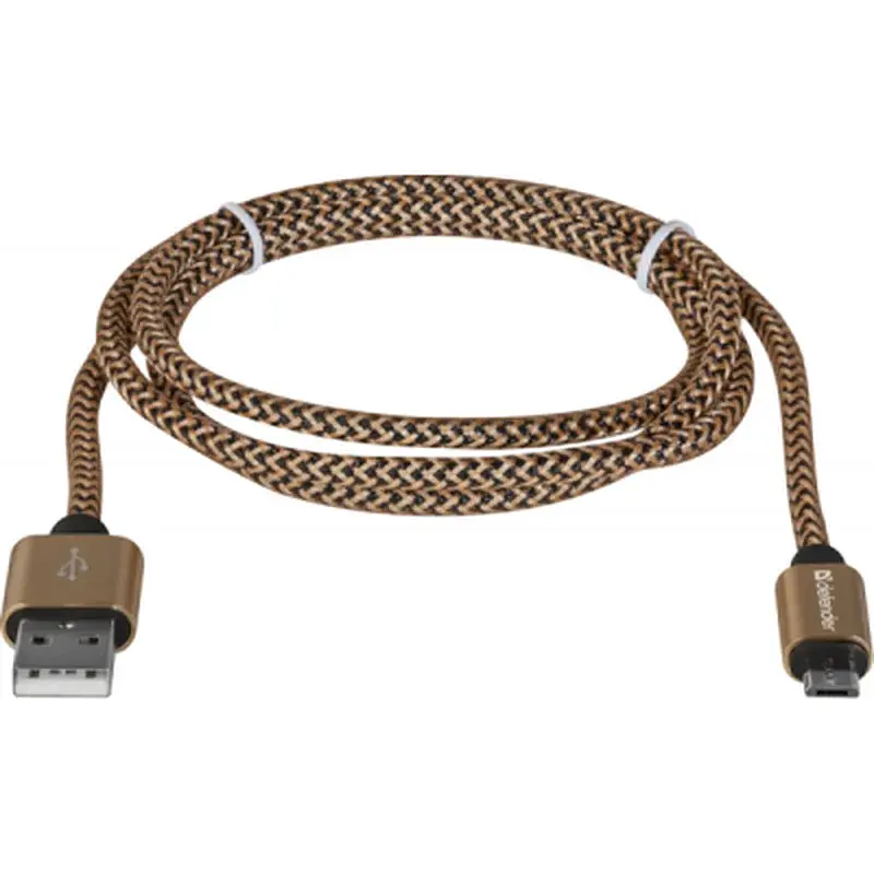 Дата кабель USB 2.0 AM to Micro 5P 1.0m USB08-03T gold Defender (87800) - фото 2