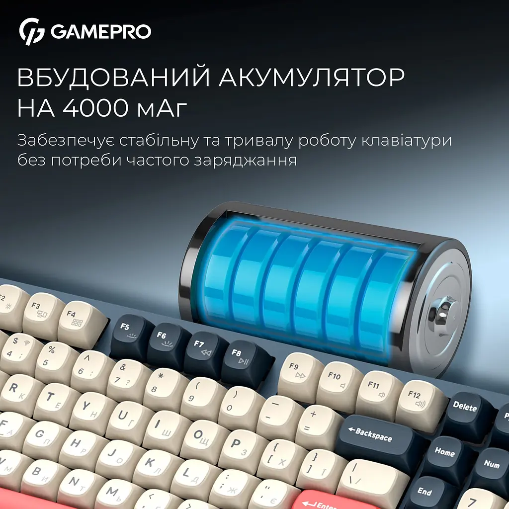 Клавиатура GamePro Asgard Drakkar Keychron Super Red Switch Wireless/Bluetooth/USB Blue беспроводная (MK305BL) - фото 11