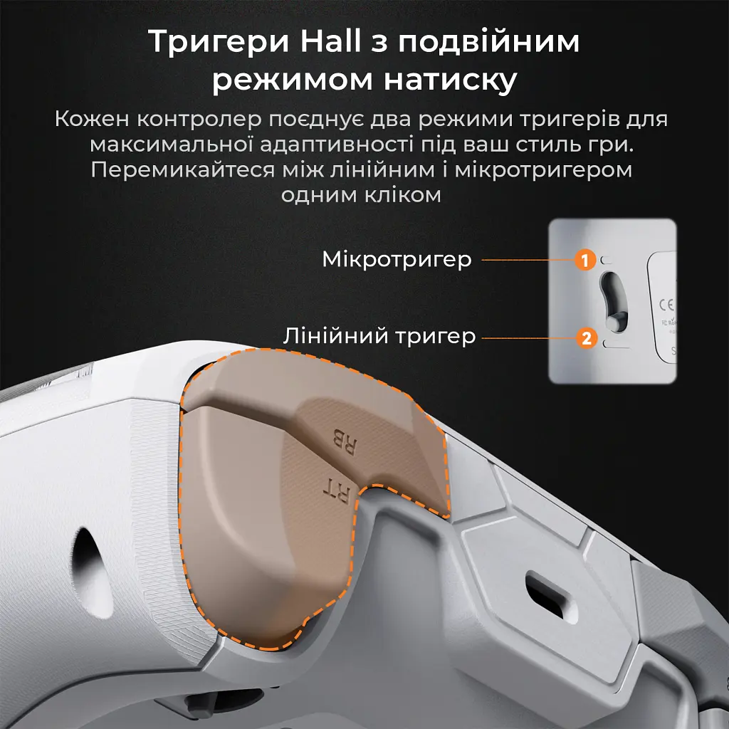 Геймпад Ajazz GP100 2.4G/BT/USB Switch/PC/iOS/Android RGB White (GP100-W) - фото 9